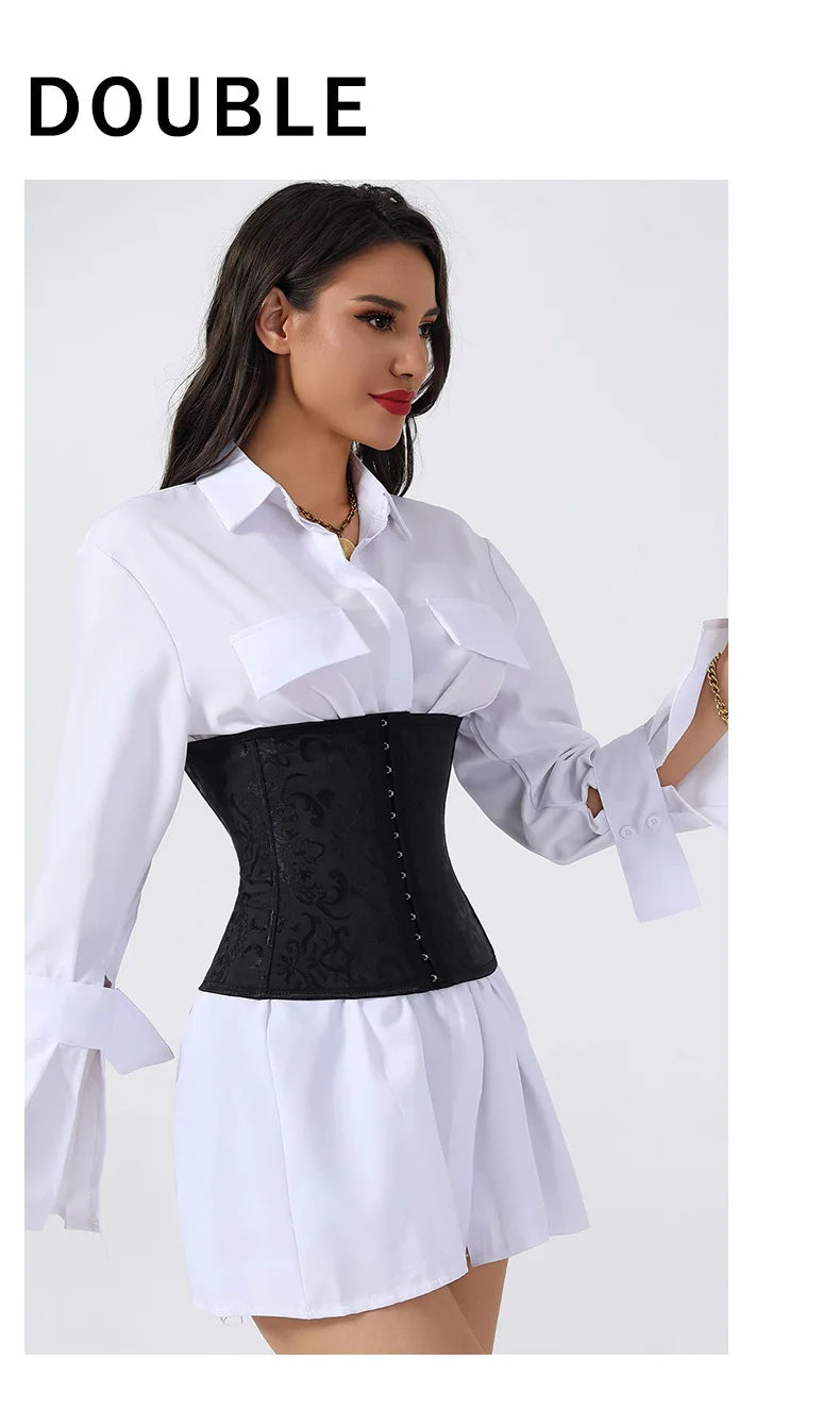 European Style Corset Shapewear Women with 3-Row Buckles Waist Trainer Bodice Slimming Bust Lifter Tight Fit Fashion Shaping Top