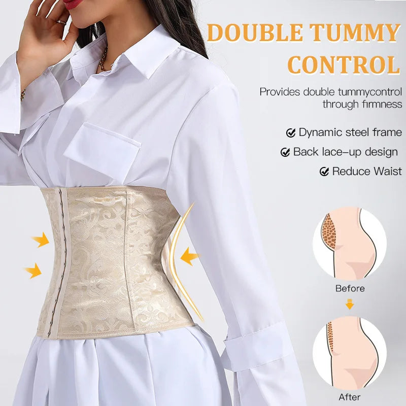 European Style Corset Shapewear Women with 3-Row Buckles Waist Trainer Bodice Slimming Bust Lifter Tight Fit Fashion Shaping Top