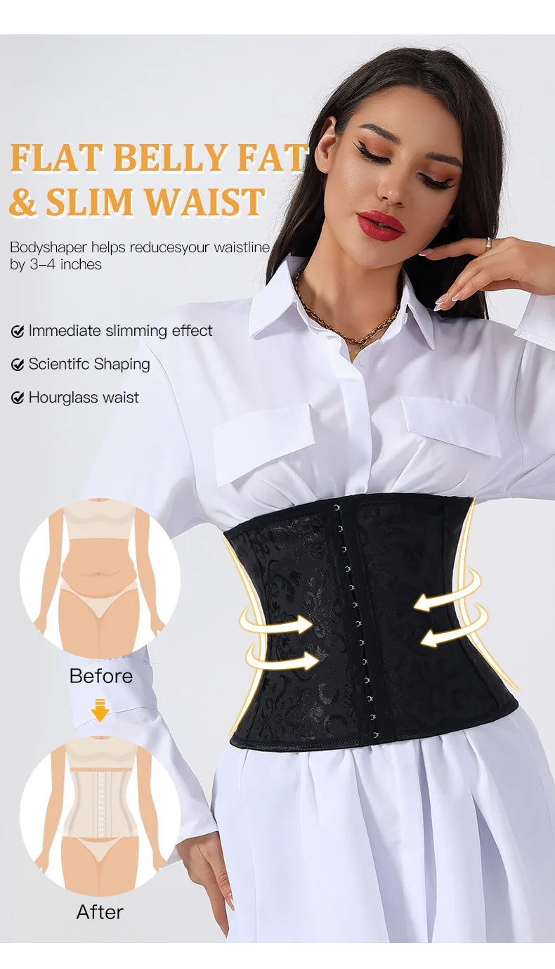 European Style Corset Shapewear Women with 3-Row Buckles Waist Trainer Bodice Slimming Bust Lifter Tight Fit Fashion Shaping Top