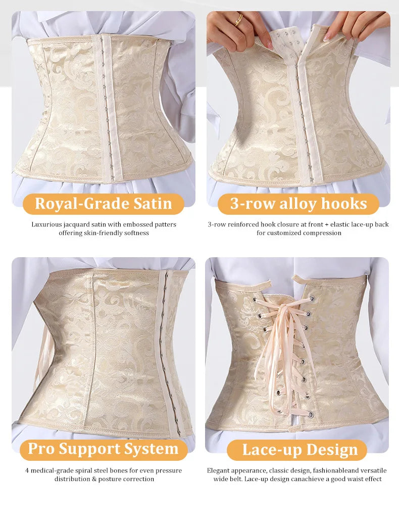 European Style Corset Shapewear Women with 3-Row Buckles Waist Trainer Bodice Slimming Bust Lifter Tight Fit Fashion Shaping Top