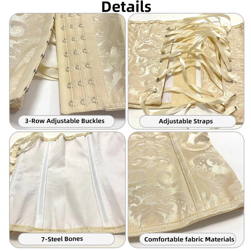European Style Corset Shapewear Women with 3-Row Buckles Waist Trainer Bodice Slimming Bust Lifter Tight Fit Fashion Shaping Top
