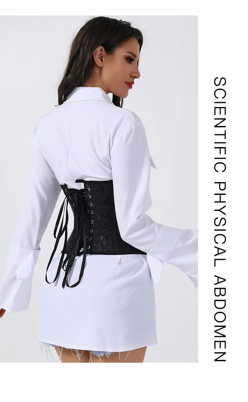 European Style Corset Shapewear Women with 3-Row Buckles Waist Trainer Bodice Slimming Bust Lifter Tight Fit Fashion Shaping Top