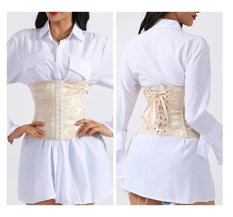 European Style Corset Shapewear Women with 3-Row Buckles Waist Trainer Bodice Slimming Bust Lifter Tight Fit Fashion Shaping Top