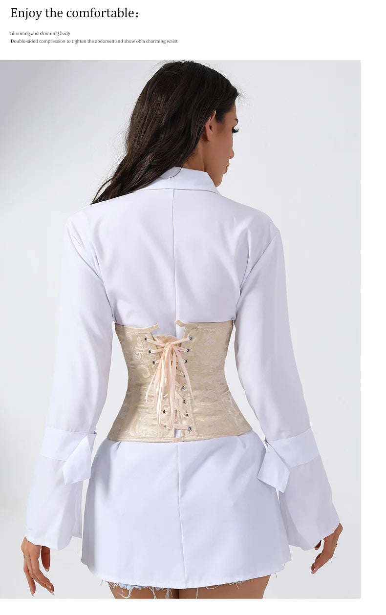 European Style Corset Shapewear Women with 3-Row Buckles Waist Trainer Bodice Slimming Bust Lifter Tight Fit Fashion Shaping Top